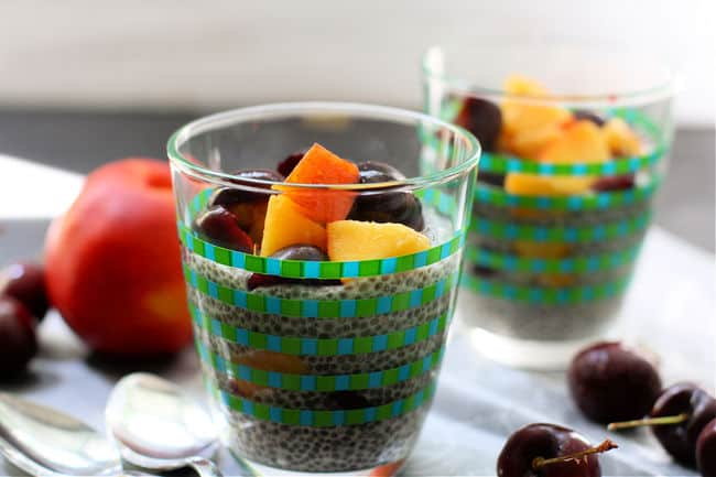 chia pudding with fresh fruit in a cup