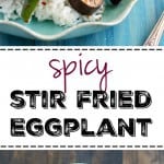Quick, easy, delicious spicy stir fried eggplant. A tasty plant based meal!