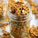 It's fall, and it's time for pumpkin spiced everything! This pumpkin spice granola is so easy to make and is a great start to the day!