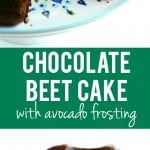 An easy recipe for chocolate beet cake with chocolate avocado frosting. It's not only incredibly delicious, it's also a healthier dessert choice! So yummy no one will ever guess it's healthy though! Gluten free, vegan, and free of the top 8 allergens!