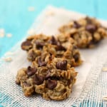 FOUR ingredient cookies - these are a healthy way to get your cookie fix! Just bananas, peanut butter, oats, and chocolate chips.