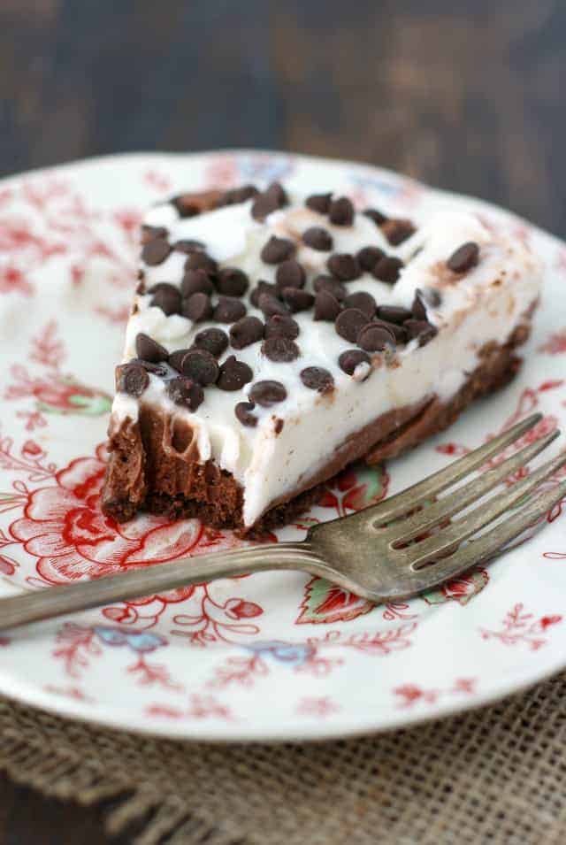 slice of chocolate and vanilla ice cream pie
