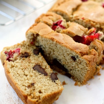 This cranberry chocolate chunk quick bread is gluten free and vegan, and so delicious for holiday gift giving!
