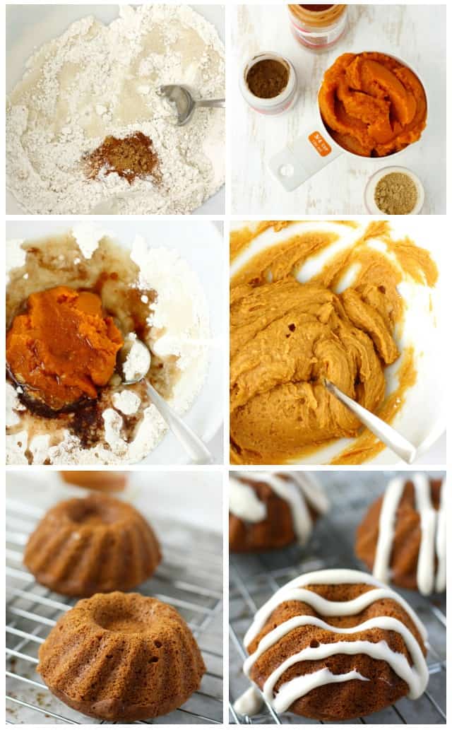 These pumpkin spice mini bundt cakes are so delicious - the sweet cream cheese glaze is the perfect finishing touch! #vegan #glutenfree AD #shop