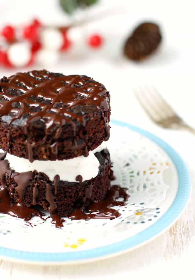 Delicious and rich individual chocolate cakes with ice cream are the perfect holiday dessert! #glutenfree #vegan ad