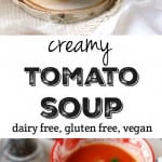 Creamy, comforting, delicious tomato soup made dairy free! This version is so much better than anything you can buy in the store! #dairyfree