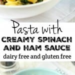 Ham, spinach, and a creamy sauce make this pasta dish delicious and comforting! Dairy free recipe.