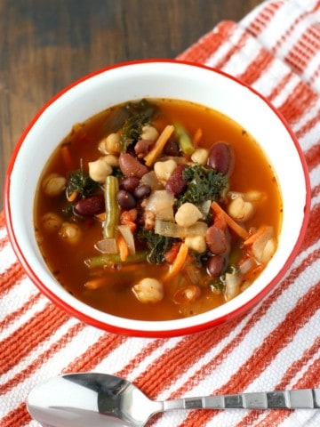 Warm and cozy minestrone soup made easy in the slow cooker! The perfect way to stay warm this winter.