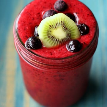 This triple berry smoothie is full of antioxidants and vitamin c to help keep you healthy this winter!