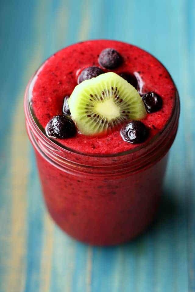 This triple berry smoothie is full of antioxidants and vitamin c to help keep you healthy this winter!