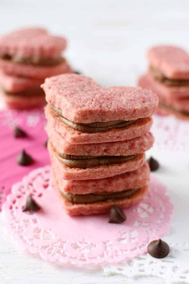 chocolate filled valentine heart cookies