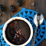 Blackberries and chocolate pair together perfectly in this easy mug cake.