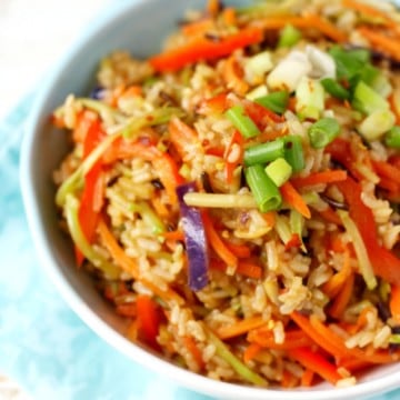 Quick and easy gluten free and vegan fried rice. An easy meal for busy days.