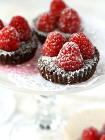 These chocolate raspberry tarts are so sweet and pretty for a special occasion! Top 8 free and gluten free!