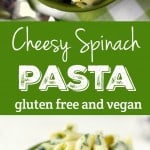 Pasta with a cheesy spinach sauce is a family favorite! Easy comfort food.