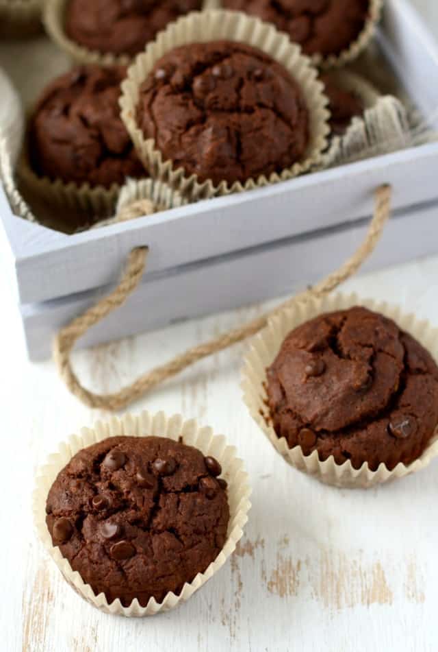 double chocolate lentil muffins