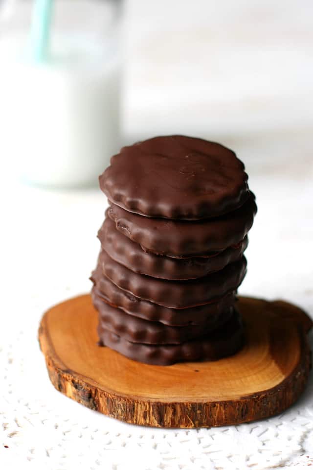 gluten free thin mint cookies stacked up