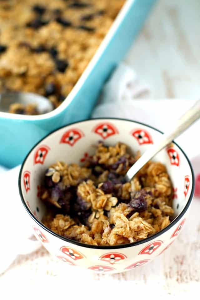 blueberry banana oatmeal in a bowl