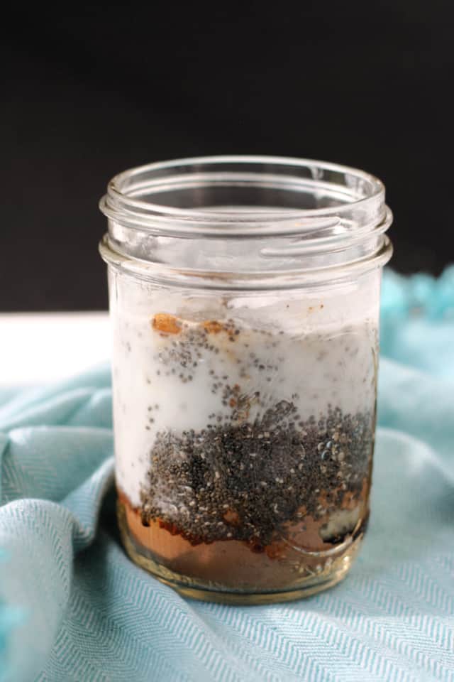 chia pudding ingredients in jar