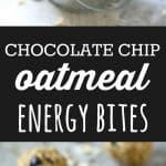 These no-bake chocolate chip oatmeal energy bites are a quick and delicious snack! Perfect for school lunches.