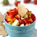 Fresh fruit salsa is a fun and colorful dessert or appetizer for summer! A blend of apples, strawberries, and mango make this salsa a delightful treat!