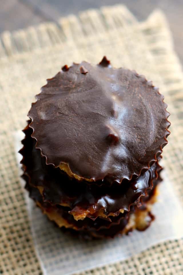 Paleo caramel chocolate cups are quick to make, and are a decadent and healthy treat!