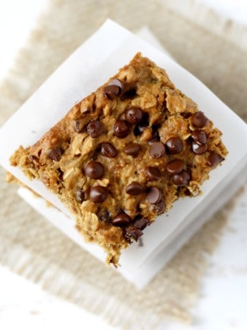 Soft and chewy chocolate oatmeal breakfast bars are a great way to start the day!