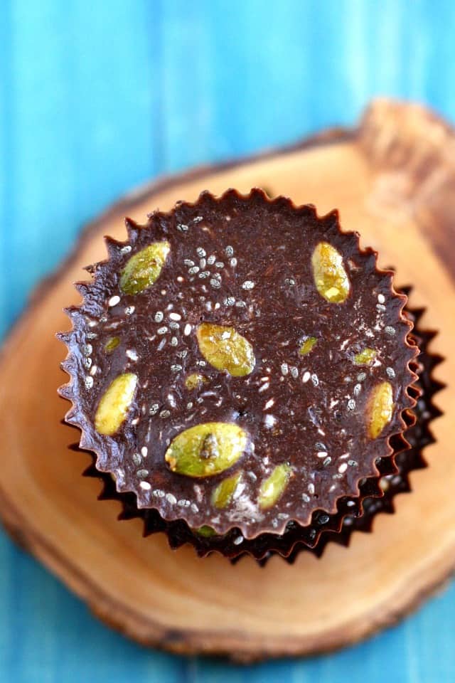 homemade chocolate candy with seeds on top