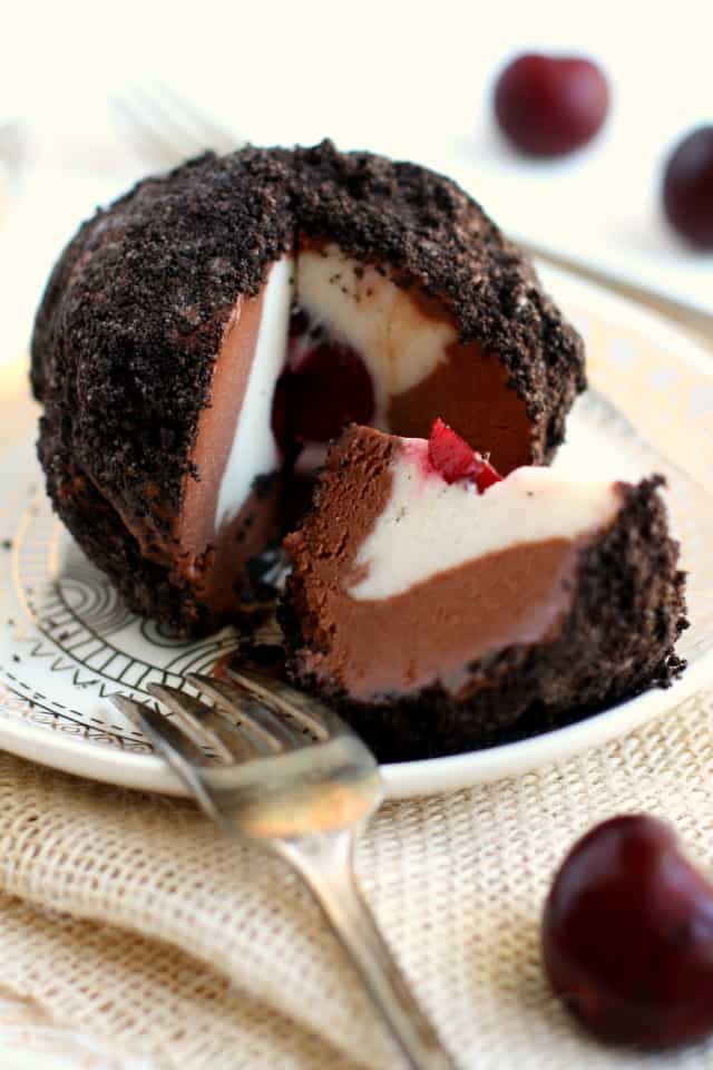 A chocolate and vanilla tartufo makes an elegant and delicious dessert! A cookie crumb coating adds an extra special touch. #dairyfree #sponsored