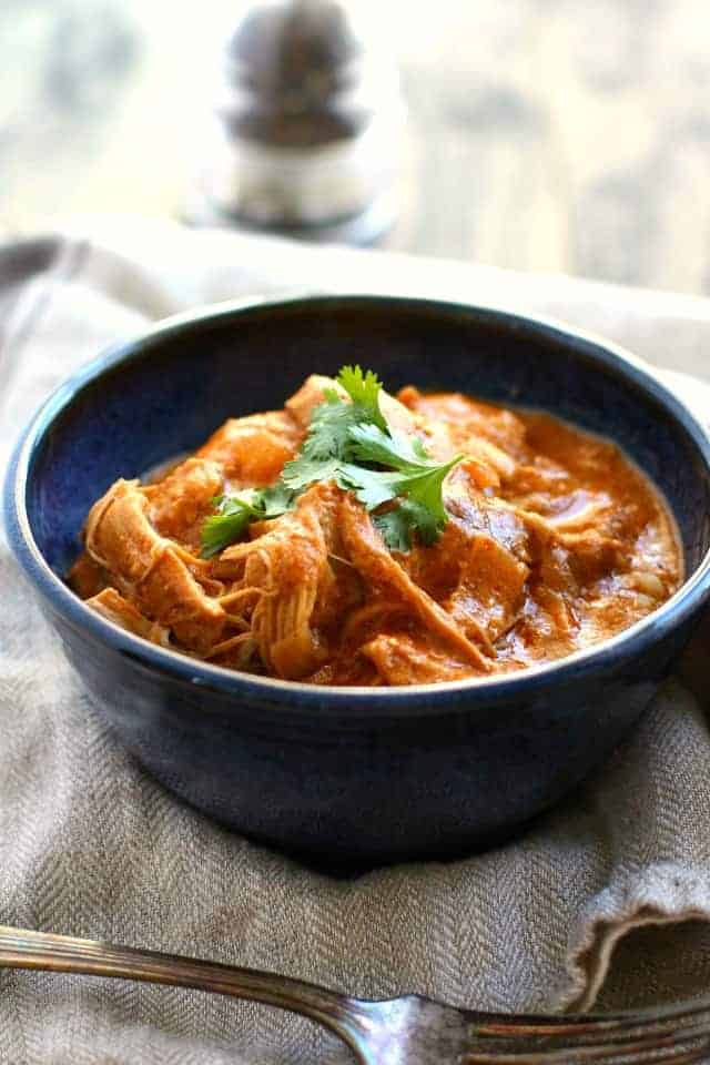 Comforting, delicious, creamy butter chicken is dairy free and made in the slow cooker!