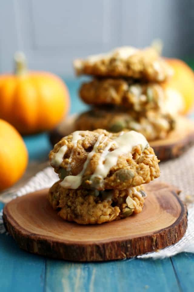 pumpkin oatmeal cookies with white chocolate chips
