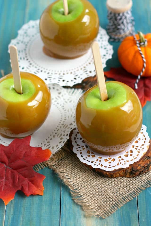Allergy friendly caramel apples are perfect for Halloween!