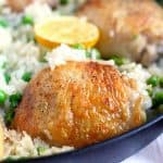 Simple and comforting skillet chicken and rice is a family friendly gluten free meal.