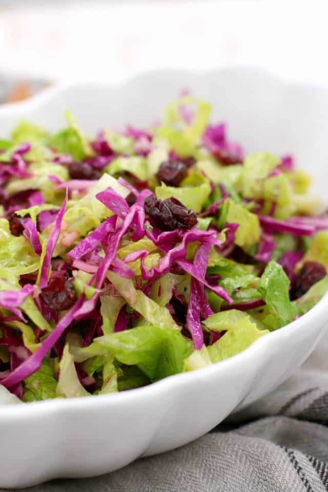 simple cabbage and lettuce salad with dressing