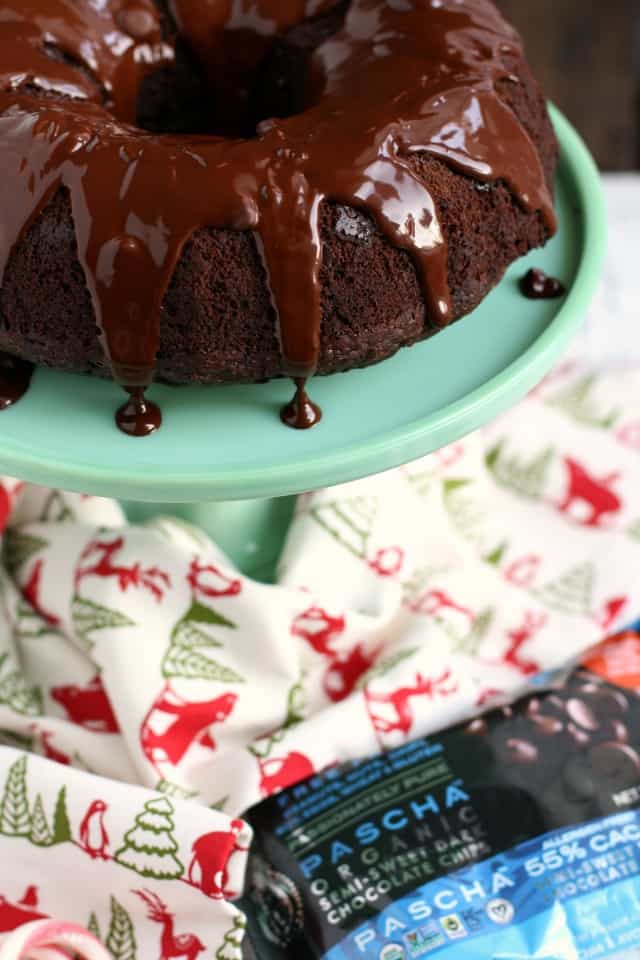 A double chocolate peppermint bundt cake is a holiday dessert that's a real showstopper! Decadent, rich, and festive. #glutenfree #ad