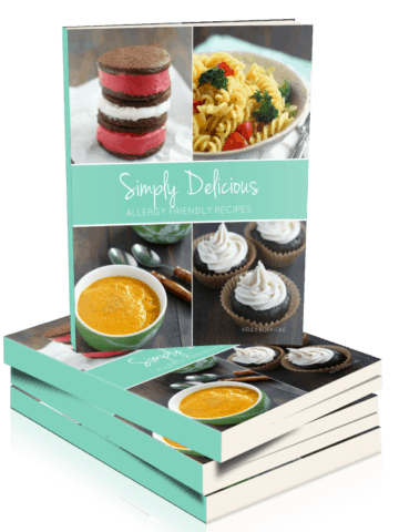 Simply Delicious Allergy Friendly Recipes is a print cookbook full of delicious, easy recipes that are free of the top 8 allergens. This cookbook is the perfect way to get started with allergy friendly cooking and baking.