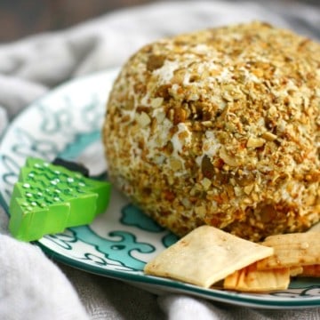 A creamy, flavorful vegan cheese ball is the perfect party appetizer!