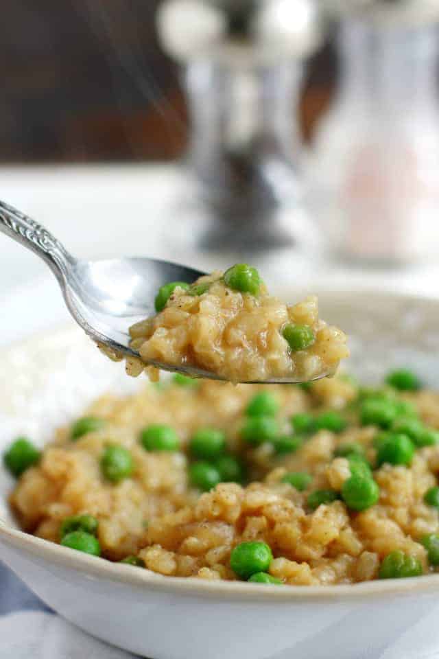 spoonful of brown rice risotto