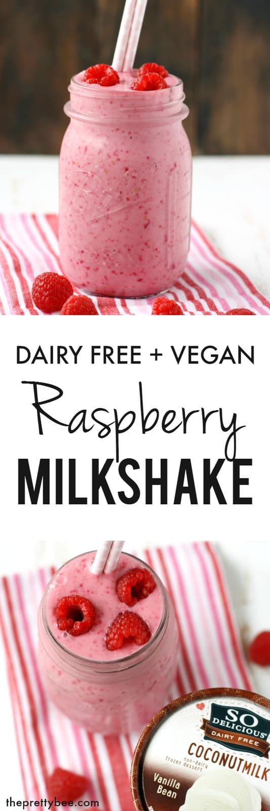 A creamy and delicious dairy free raspberry milkshake with a secret healthy ingredient! #ad #WellnessYourWay @So_Delicious @Kroger