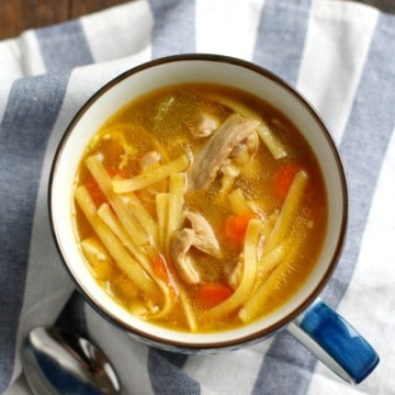 gluten free chicken noodle soup in a bowl
