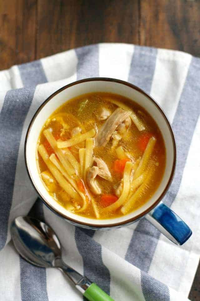 bowl of homemade gluten free chicken noodle soup