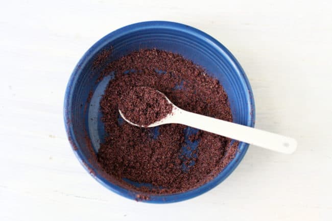 freeze dried blueberry powder in a bowl