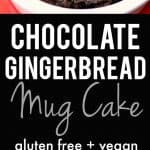 Chocolate gingerbread mug cake is a delicious way to treat yourself! Enjoy this vegan and gluten free single serving dessert - you deserve it!