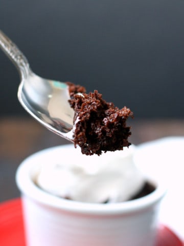 Chocolate gingerbread mug cake is a delicious way to treat yourself! Enjoy this vegan and gluten free single serving dessert - you deserve it!