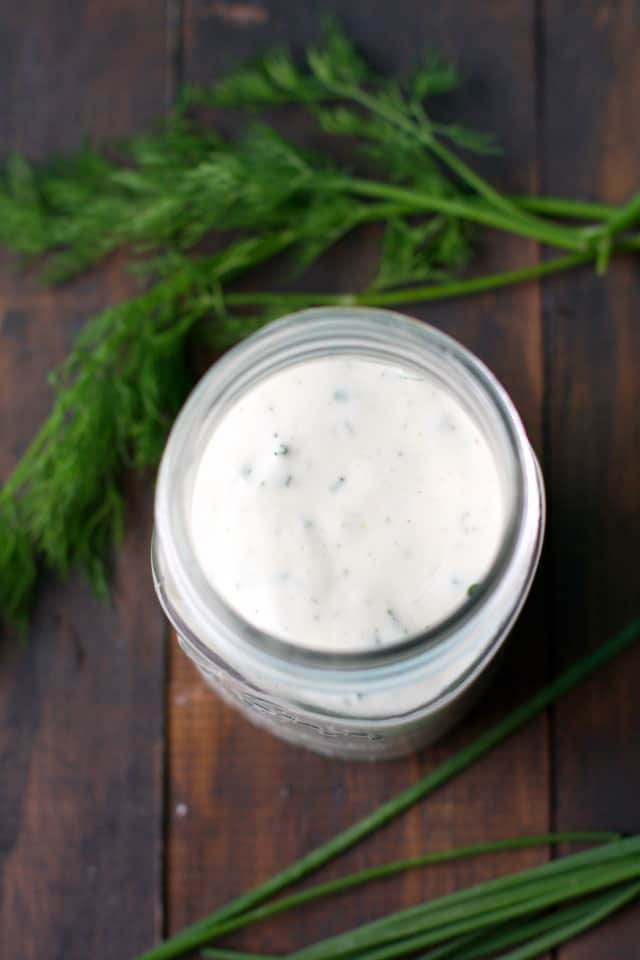 dairy free ranch dressing with fresh dill and chives