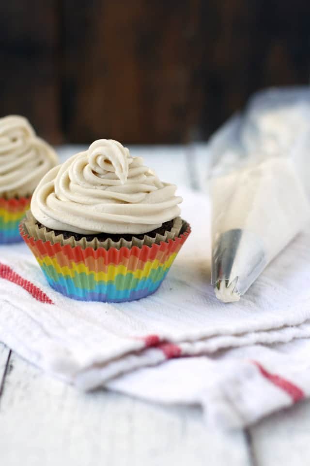 dairy free frosting in a piping bag