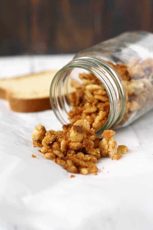 gluten free bread crumbs in a jar