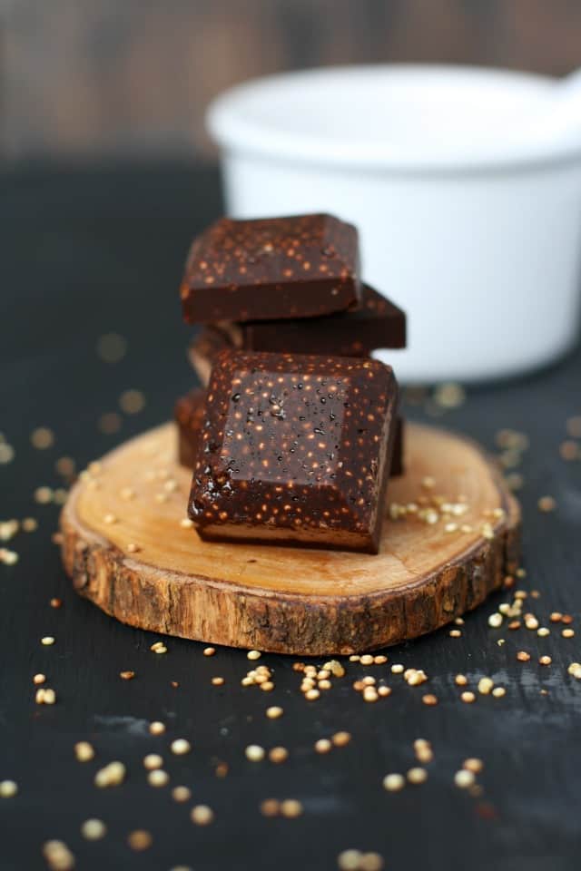 dark chocolate with toasted quinoa