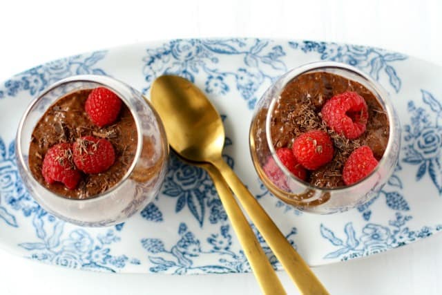 dairy free chocolate chia pudding with berries