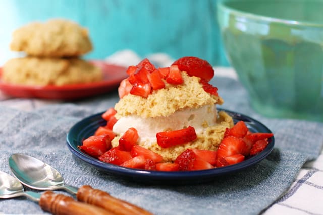 vegan strawberry shortcake with ice cream
